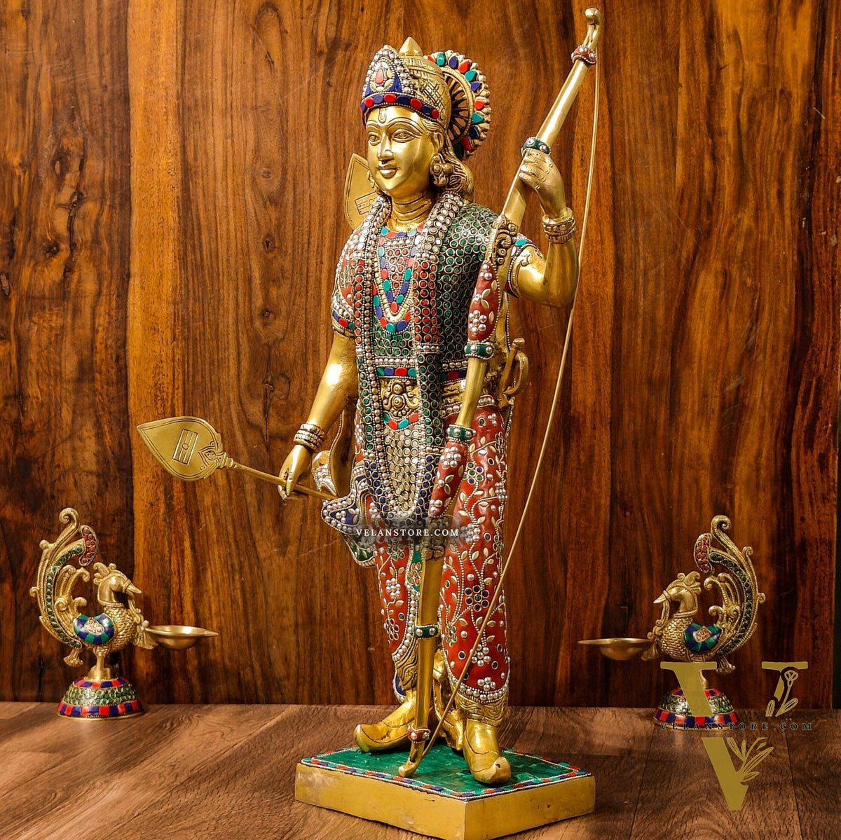 Divine Lord Rama Brass Statue with Stonework - 26 Inch