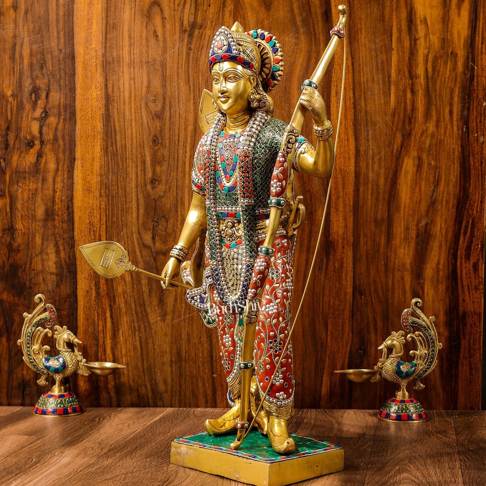 Divine Lord Rama Brass Statue with Stonework - 26 Inch