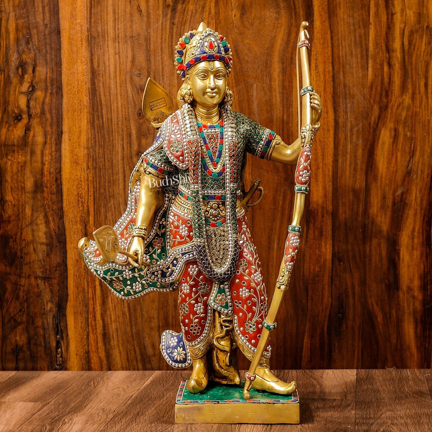 Divine Lord Rama Brass Statue with Stonework - 26 Inch