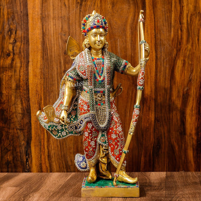 Divine Lord Rama Brass Statue with Stonework - 26 Inch