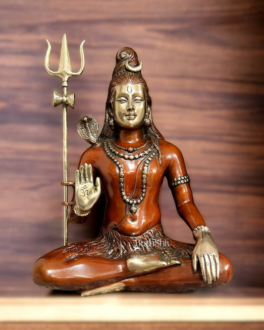 Divine Lord Shiva Brass Idol - 20" Handcrafted Mahadev Statue