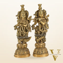 Divine Love: Brass Radha Krishna Idol Set - 21.5" Tall Masterpieces