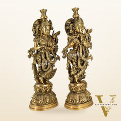 Divine Love: Brass Radha Krishna Idol Set - 21.5" Tall Masterpieces