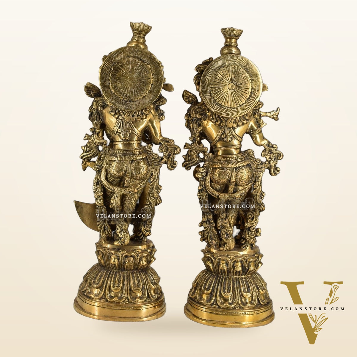 Divine Love: Brass Radha Krishna Idol Set - 21.5" Tall Masterpieces