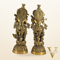 Divine Love: Brass Radha Krishna Idol Set - 21.5" Tall Masterpieces