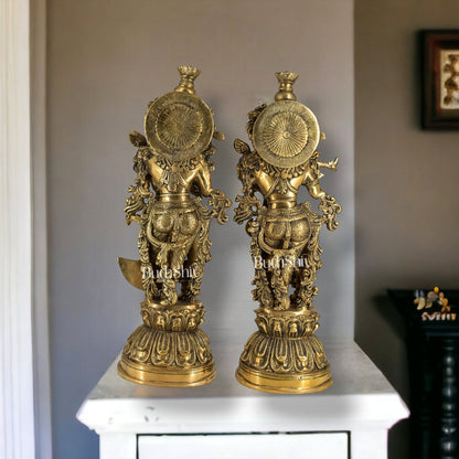 Divine Love: Brass Radha Krishna Idol Set - 21.5" Tall Masterpieces