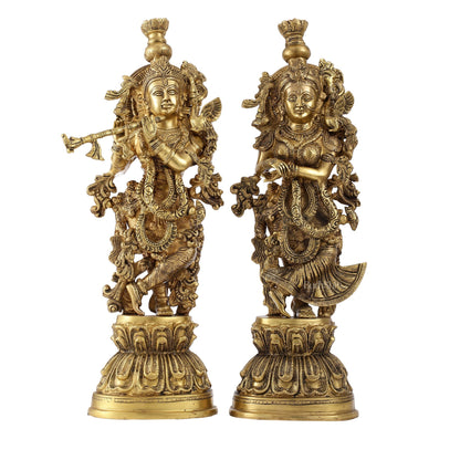 Brass Radha Krishna Idol Set - 21.5" Tall Masterpieces