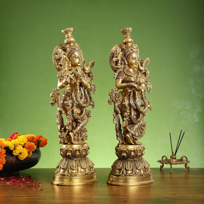 Brass Radha Krishna Idol Set - 21.5" Tall Masterpieces