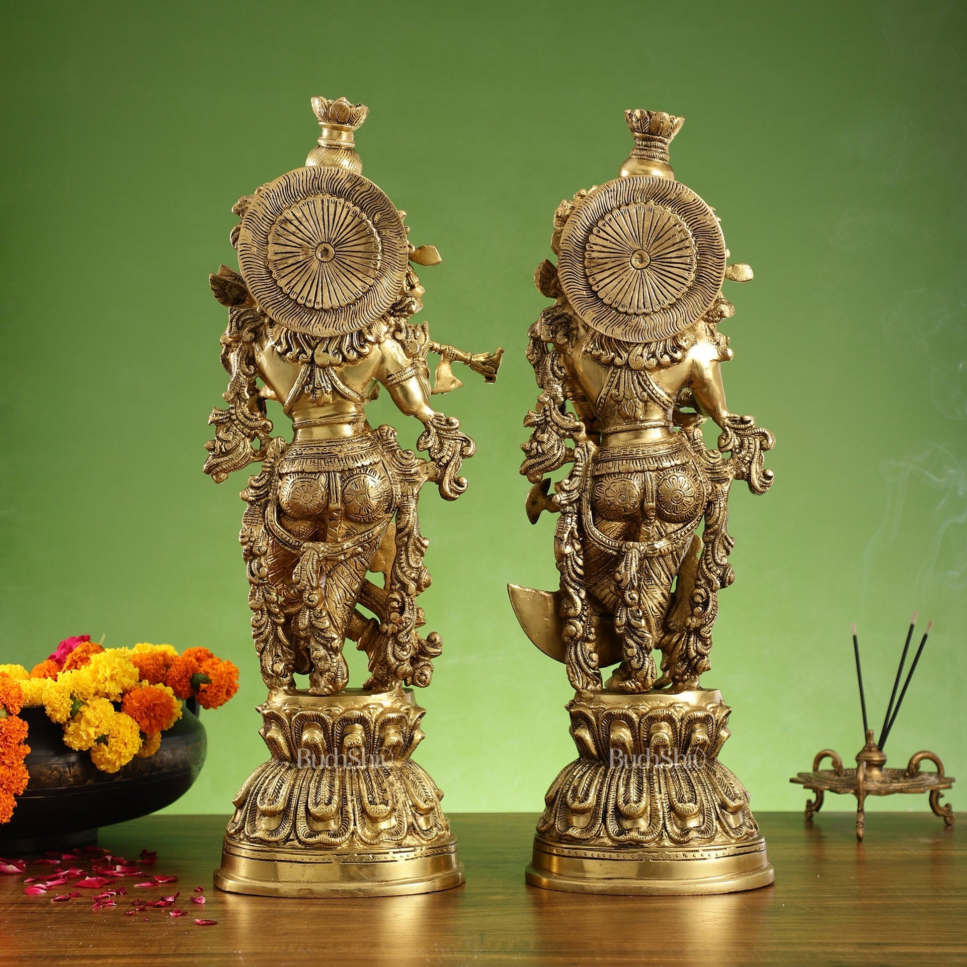 Brass Radha Krishna Idol Set - 21.5" Tall Masterpieces