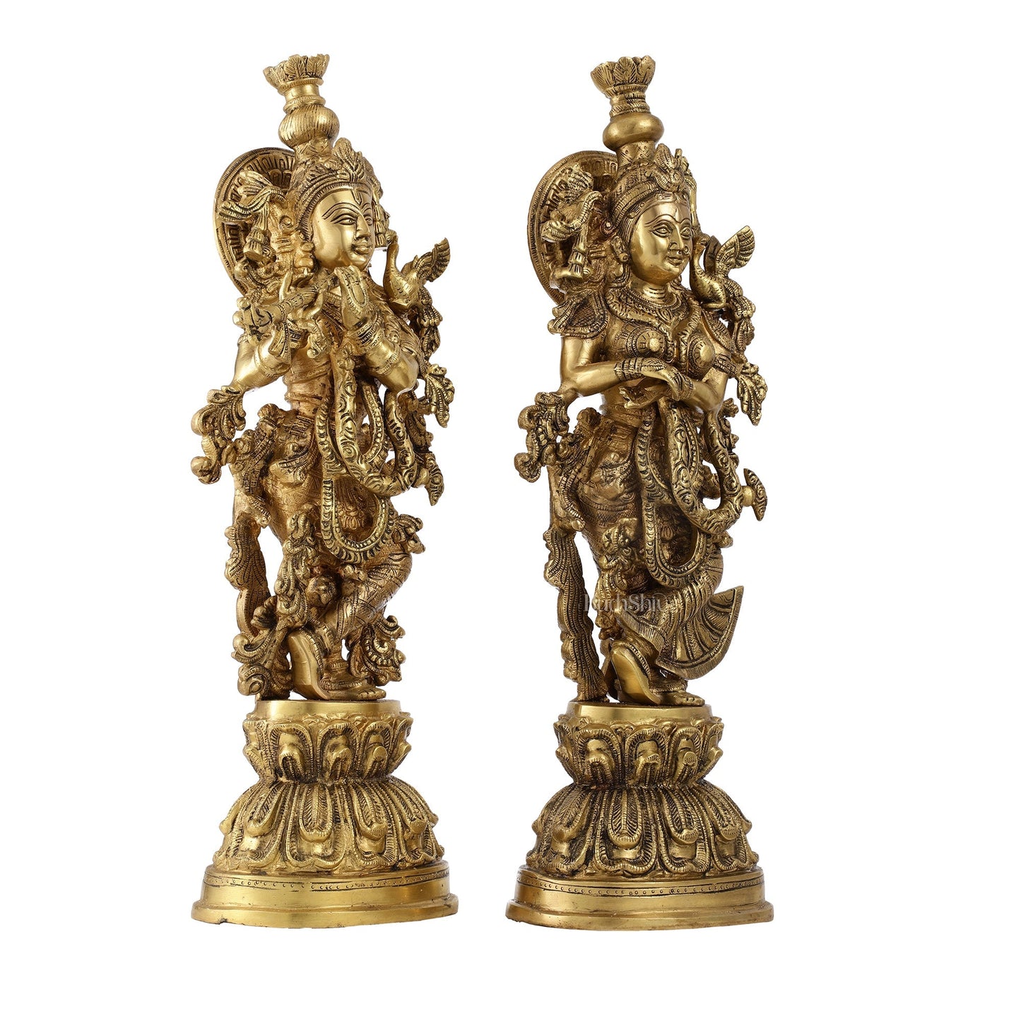 Brass Radha Krishna Idol Set - 21.5" Tall Masterpieces
