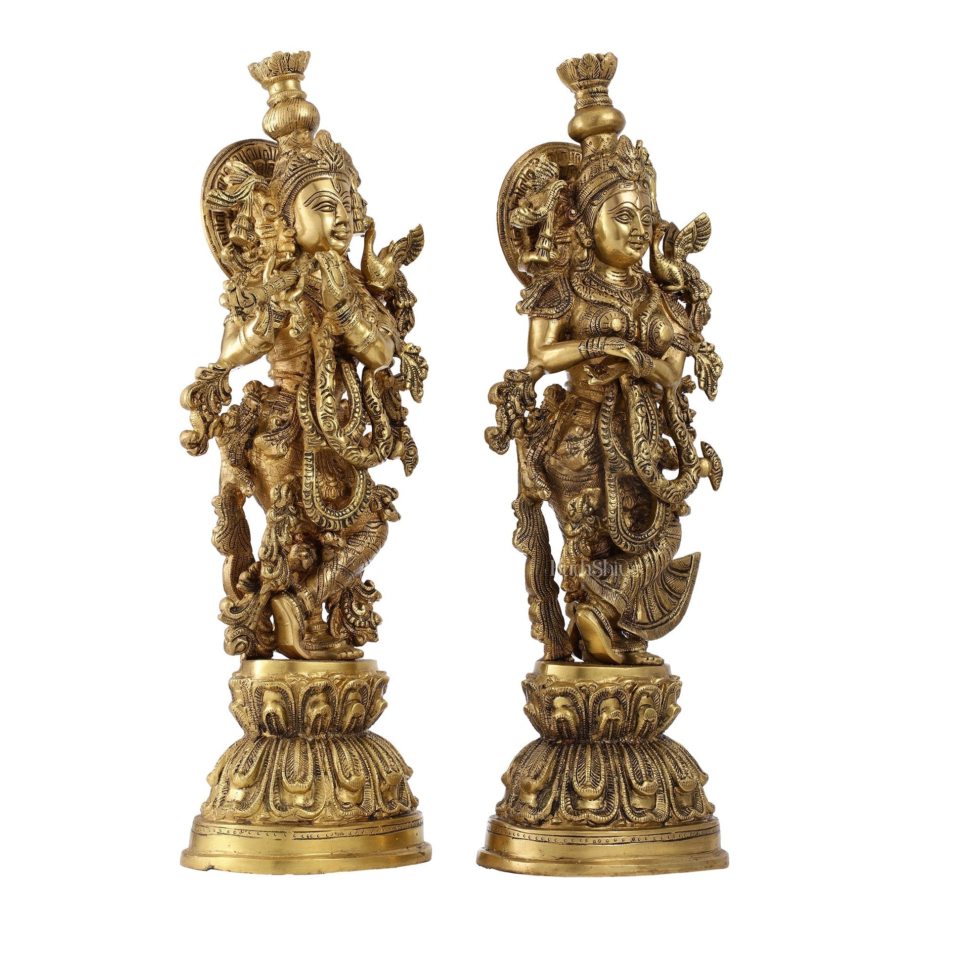 Brass Radha Krishna Idol Set - 21.5" Tall Masterpieces