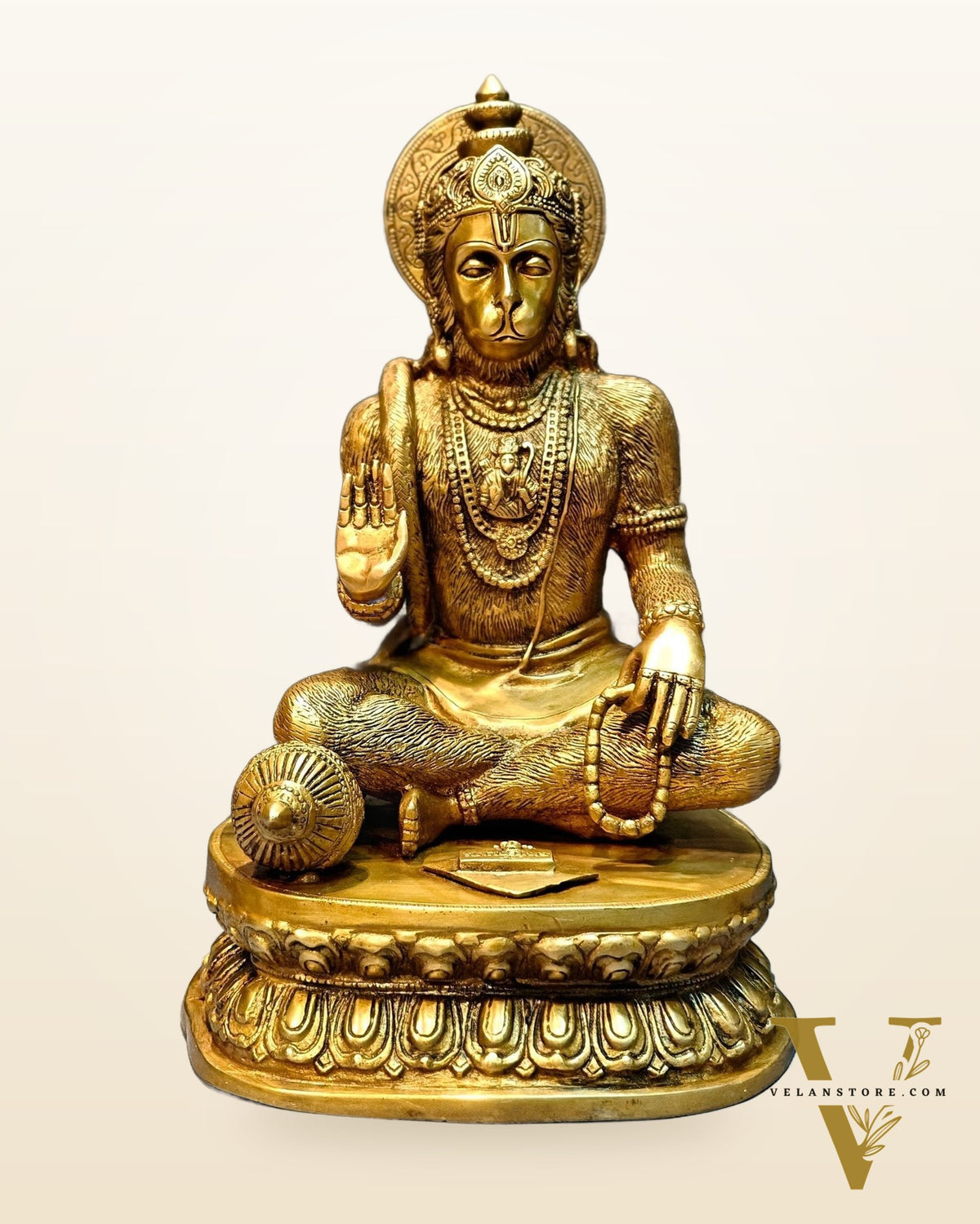 Divine Pure Brass Blessing Hanuman Idol - 14"