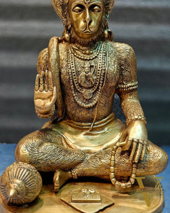Divine Pure Brass Blessing Hanuman Idol - 14"