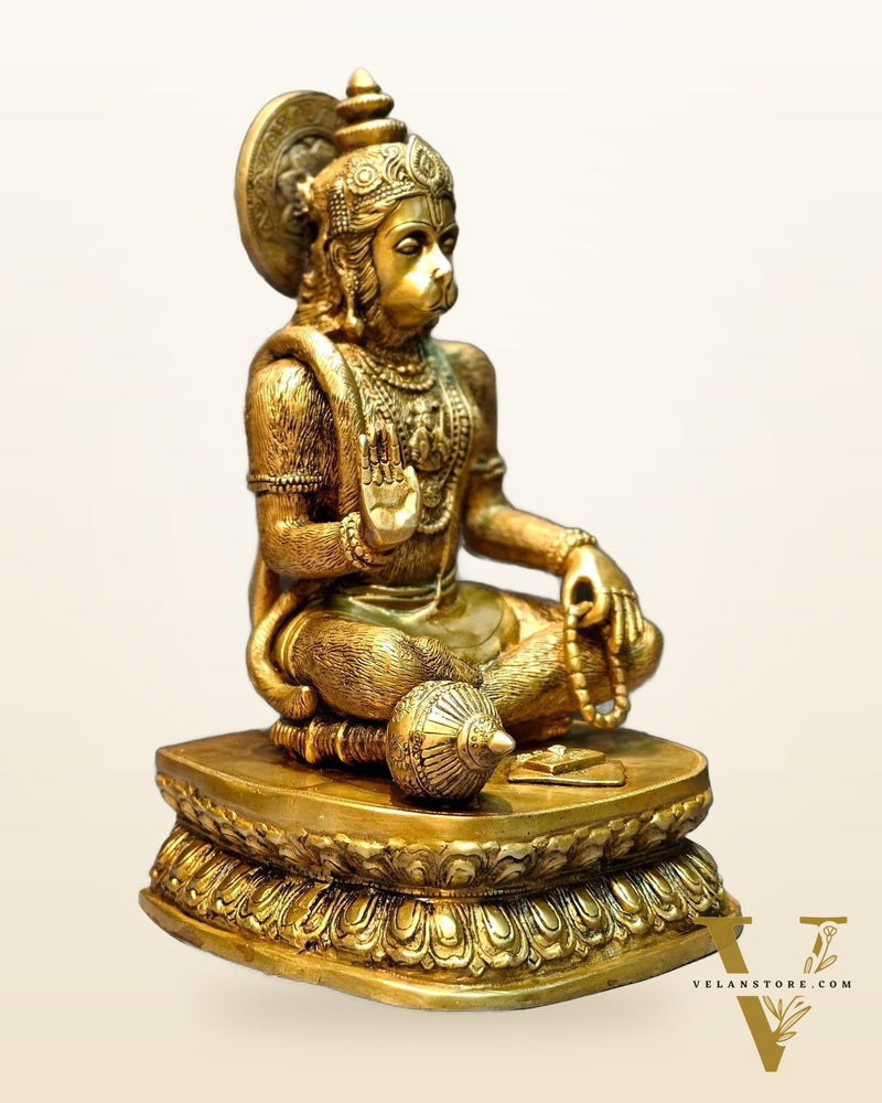 Divine Pure Brass Blessing Hanuman Idol - 14"