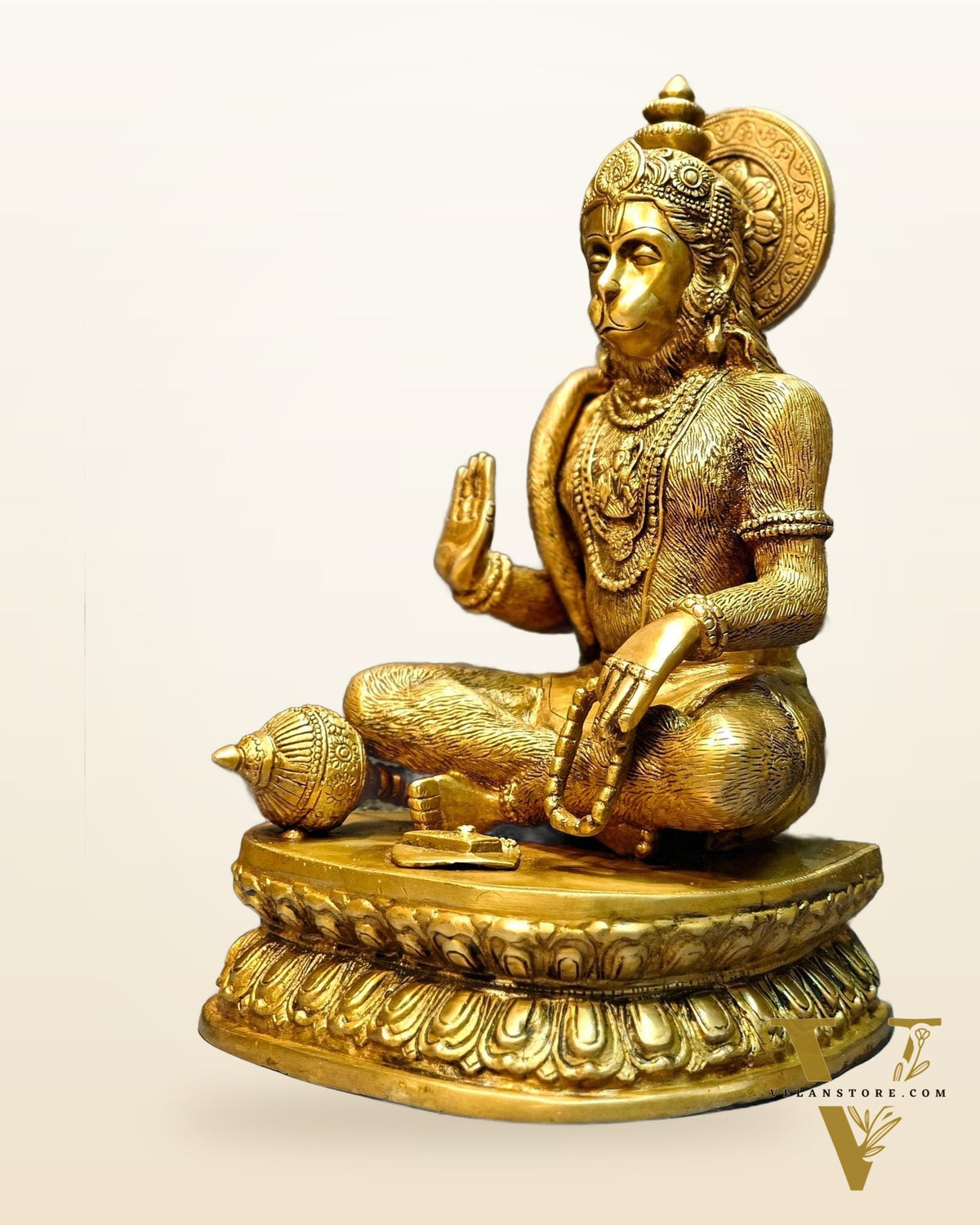 Divine Pure Brass Blessing Hanuman Idol - 14"