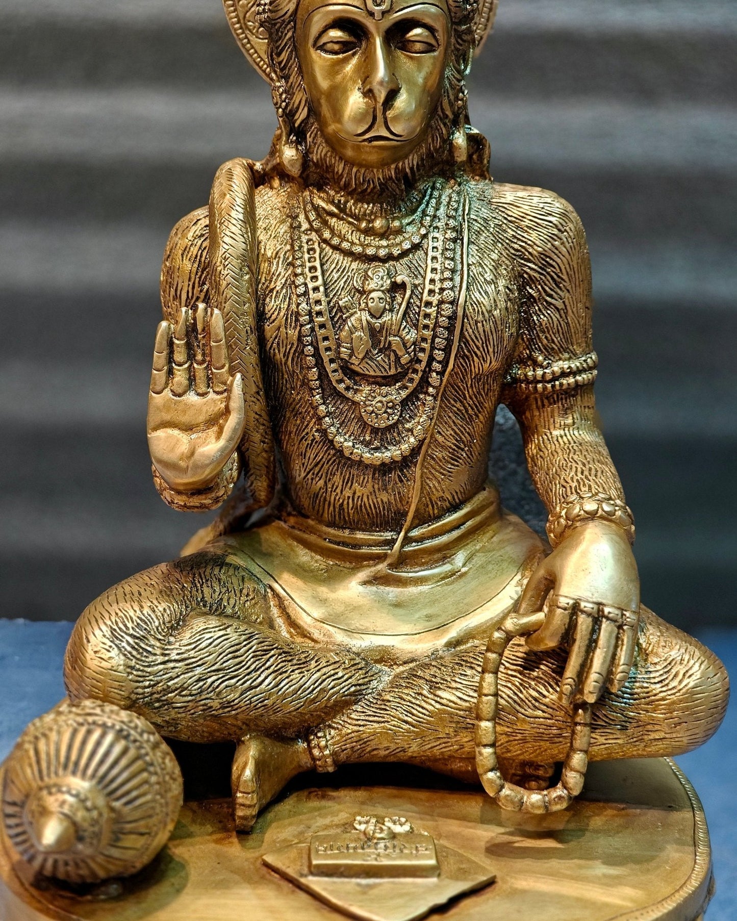 Divine Pure Brass Blessing Hanuman Idol - 14"