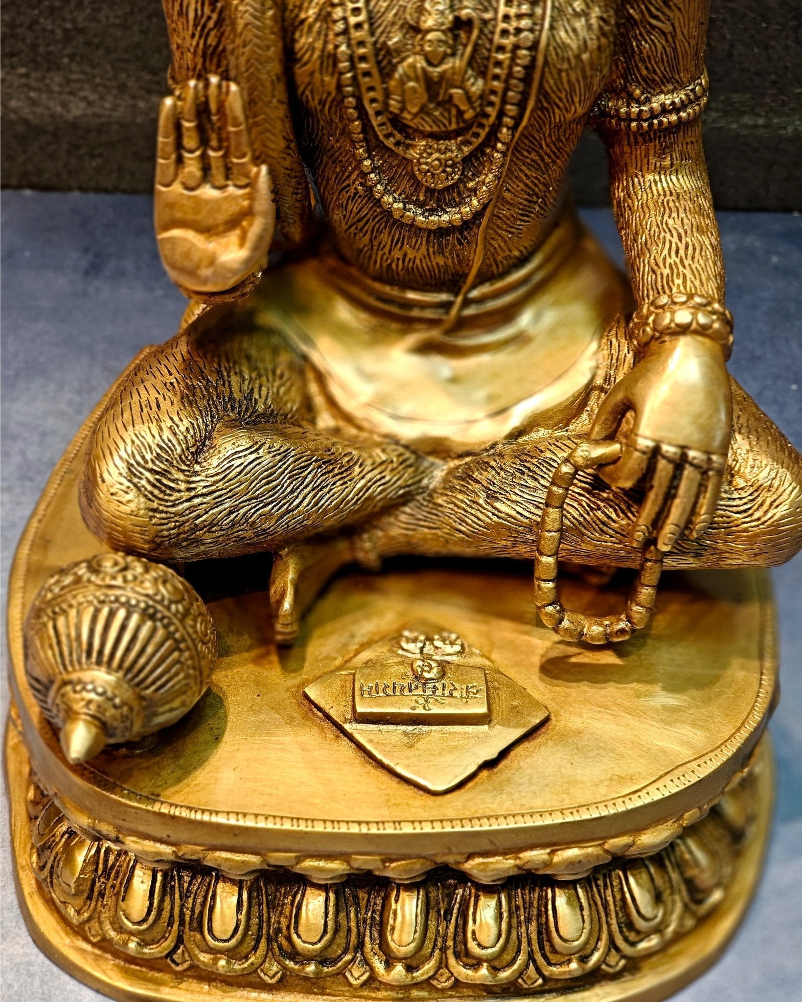 Divine Pure Brass Blessing Hanuman Idol - 14"