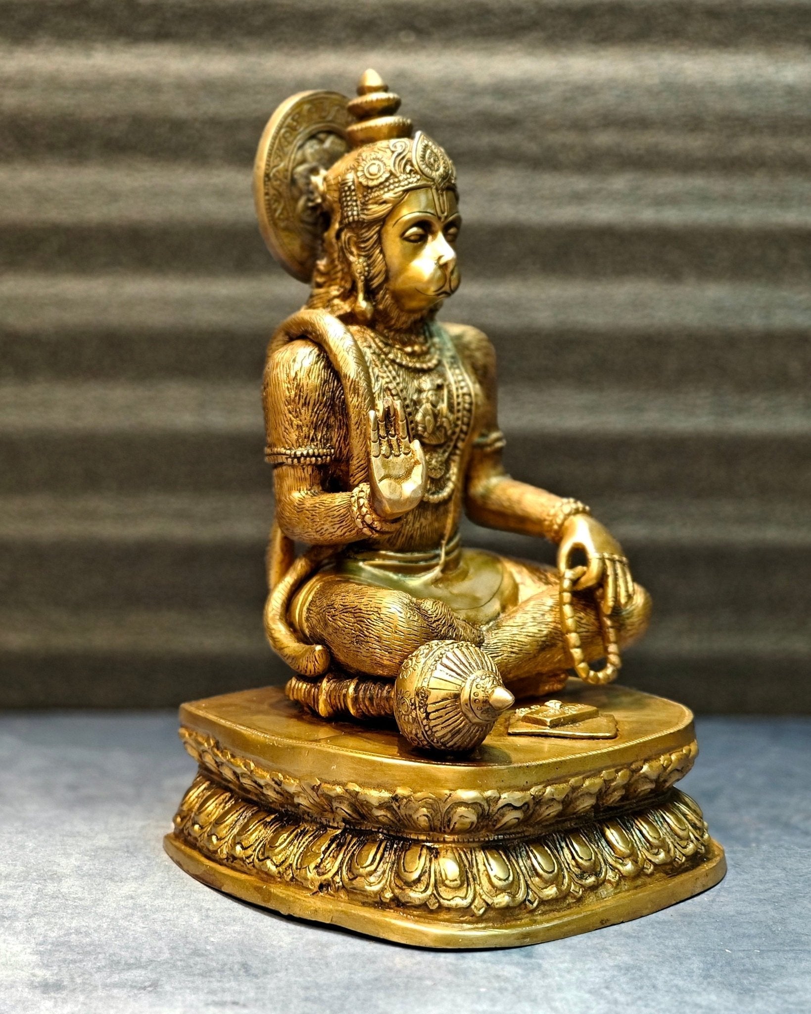 Divine Pure Brass Blessing Hanuman Idol - 14"