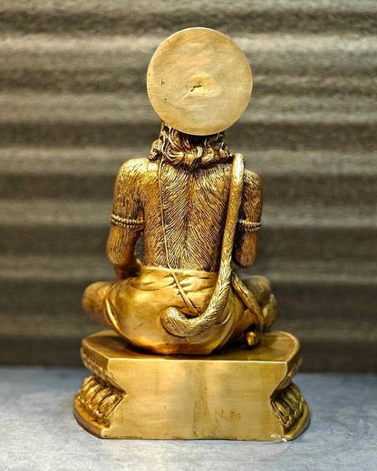 Divine Pure Brass Blessing Hanuman Idol - 14"