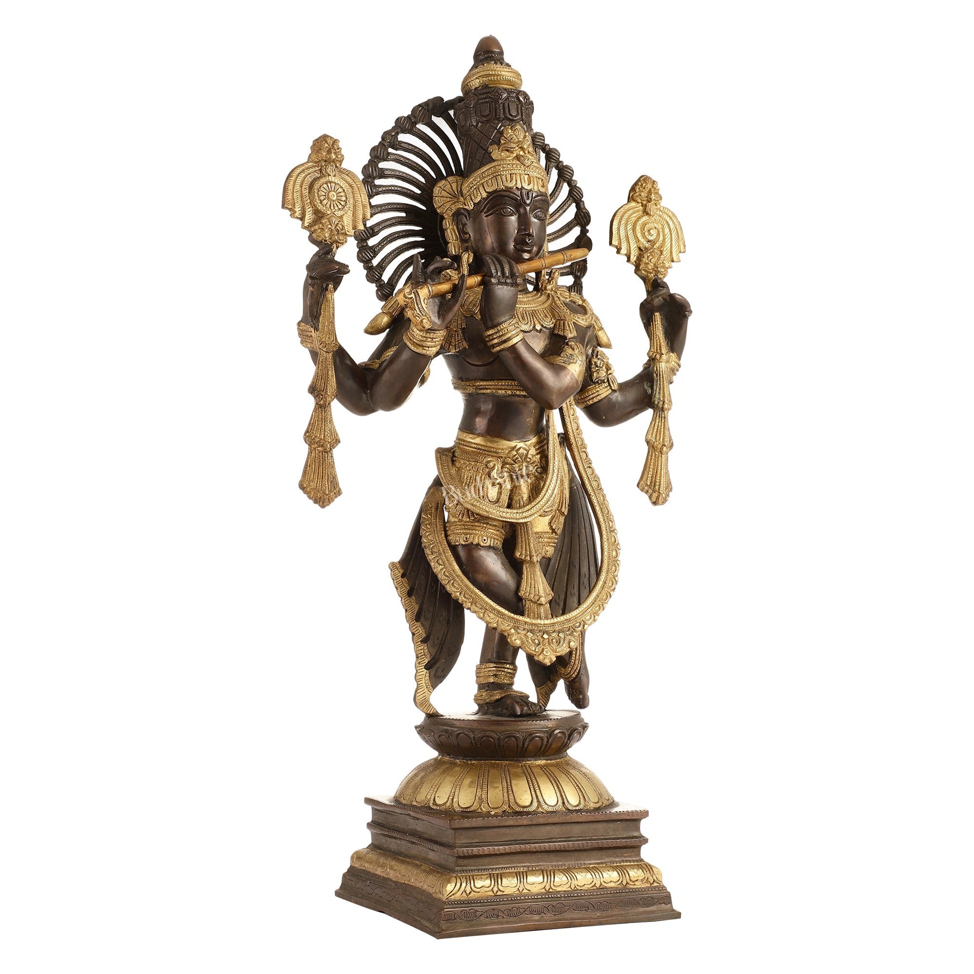 Divine Pure Brass Krishna Charbhuja Statue 24 inch