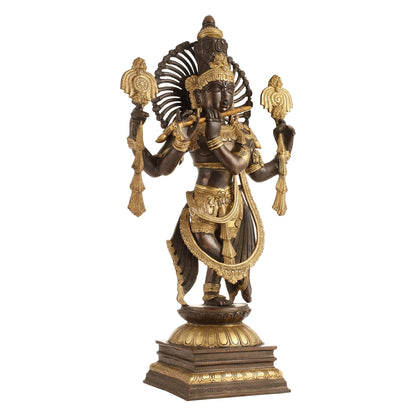 Divine Pure Brass Krishna Charbhuja Statue 24 inch