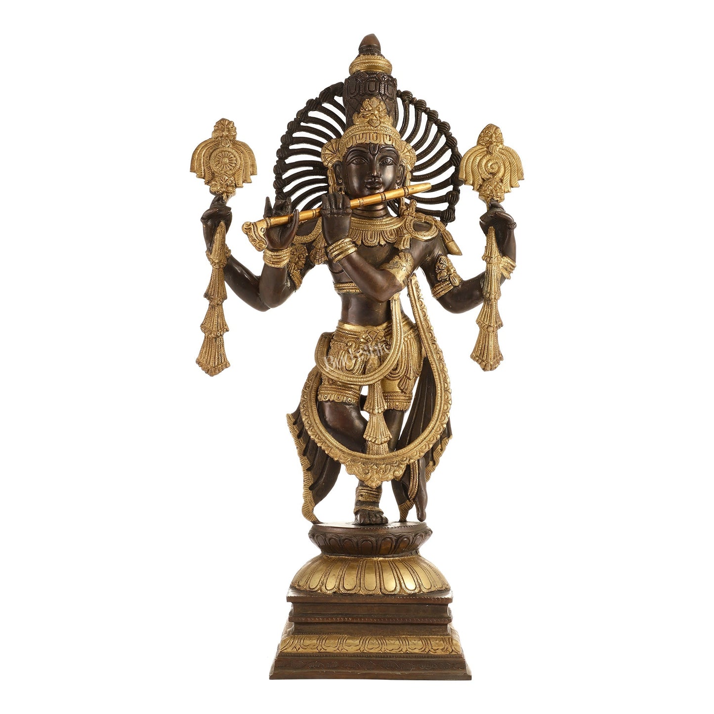 Divine Pure Brass Krishna Charbhuja Statue 24 inch