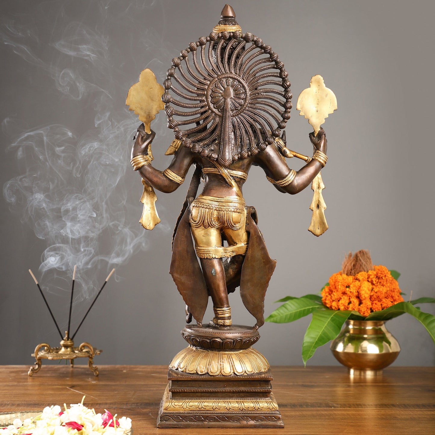 Divine Pure Brass Krishna Charbhuja Statue 24 inch