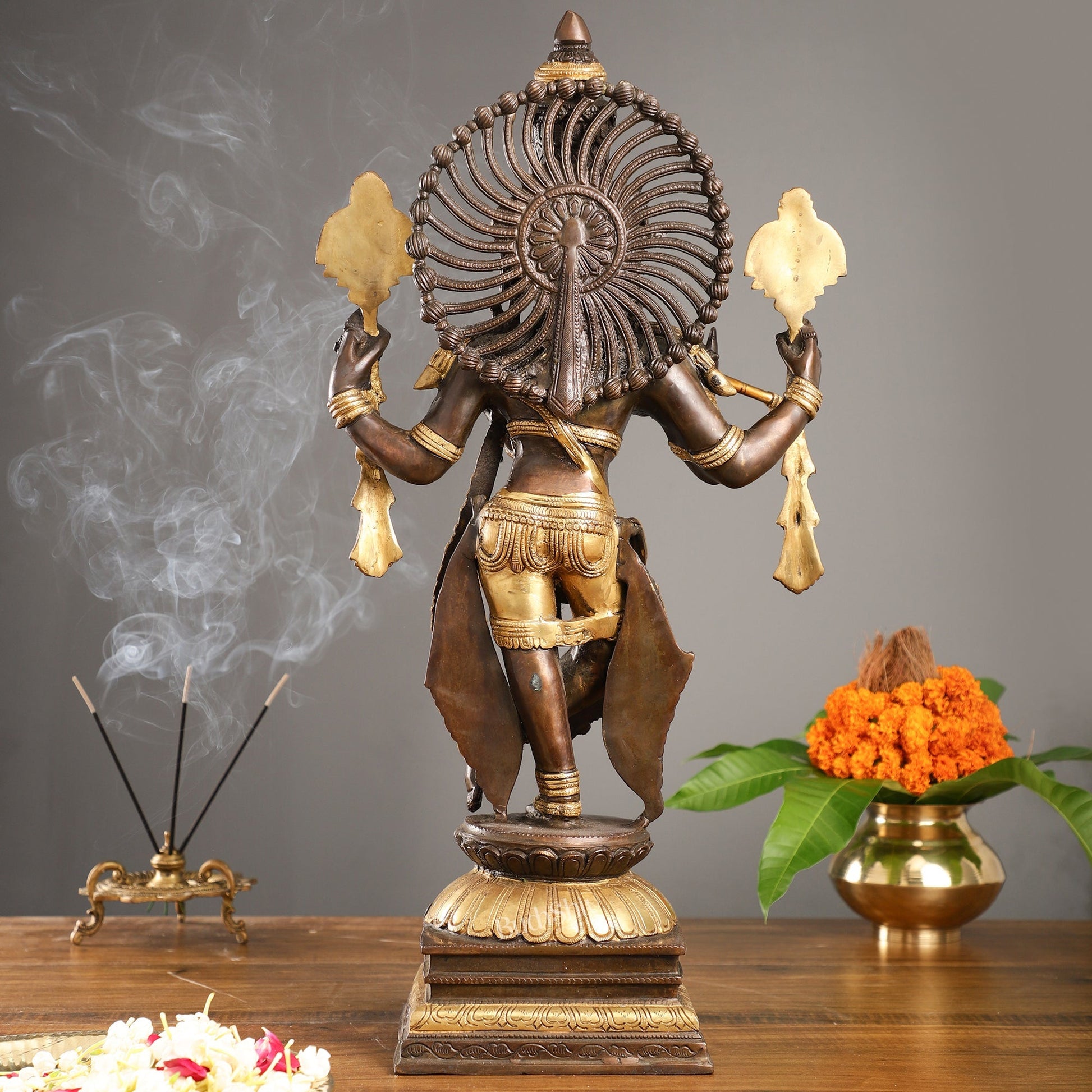 Divine Pure Brass Krishna Charbhuja Statue 24 inch