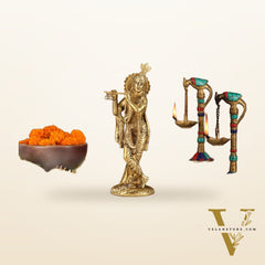 Divine Pure Brass Krishna Statue | Height 10 Inches