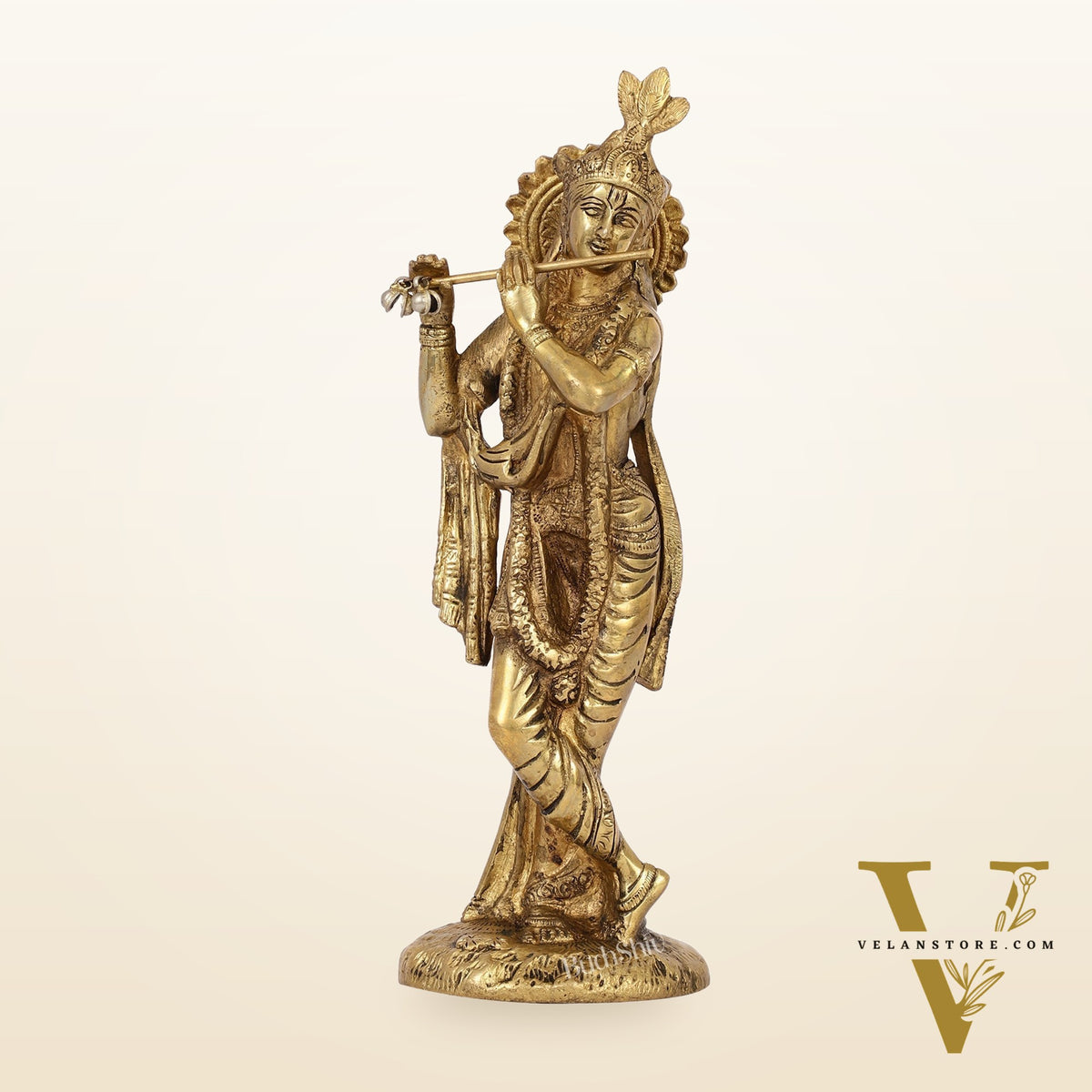 Divine Pure Brass Krishna Statue | Height 10 Inches