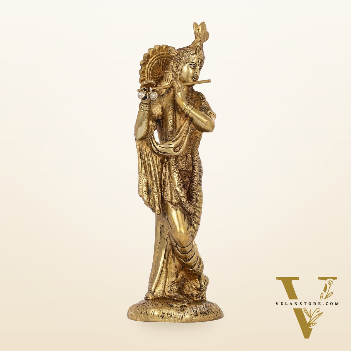 Divine Pure Brass Krishna Statue | Height 10 Inches