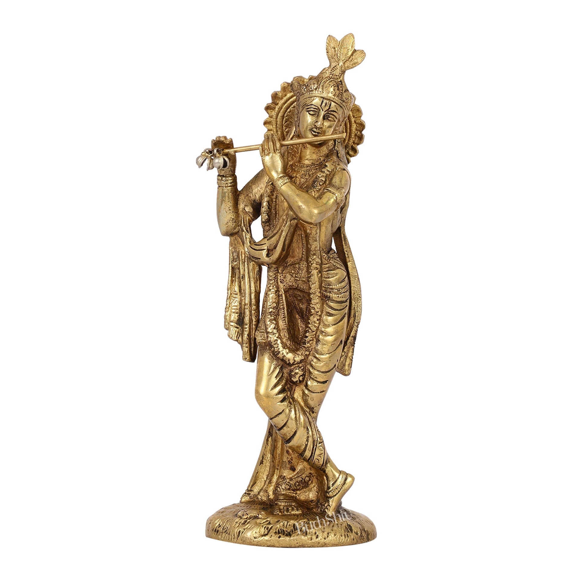 Divine Pure Brass Krishna Statue | Height 10 Inches