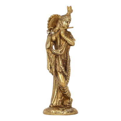 Divine Pure Brass Krishna Statue | Height 10 Inches