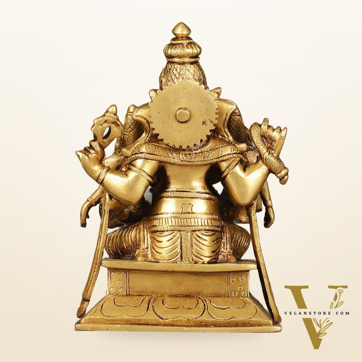 Divine Pure Brass Lord Ganesha Statue with Riddhi and Siddhi | 7"