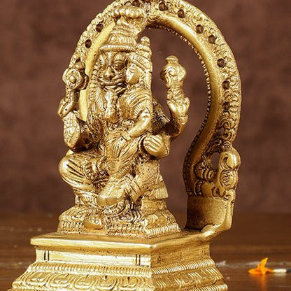 Divine Pure Brass Narasimha Lakshmi with Back Frame Idol | Height: 4.5 inch