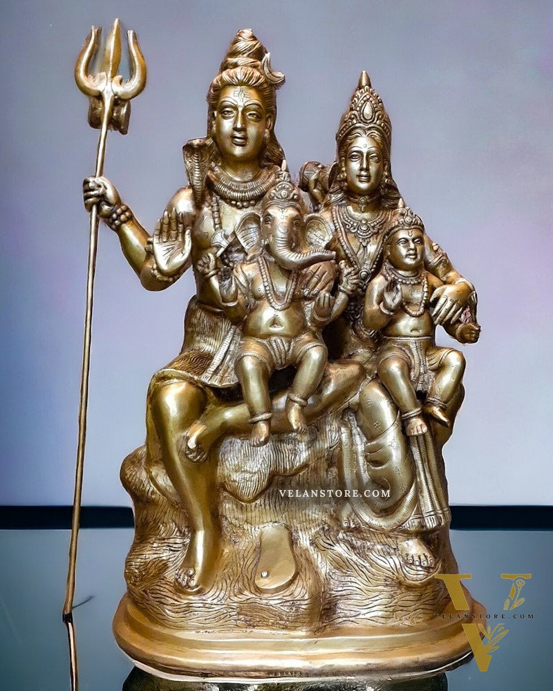 Divine Pure Brass Shiv Parivar Idol - 27 inch