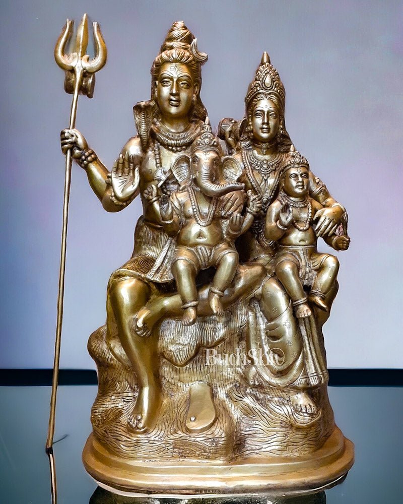 Divine Pure Brass Shiv Parivar Idol - 27 inch