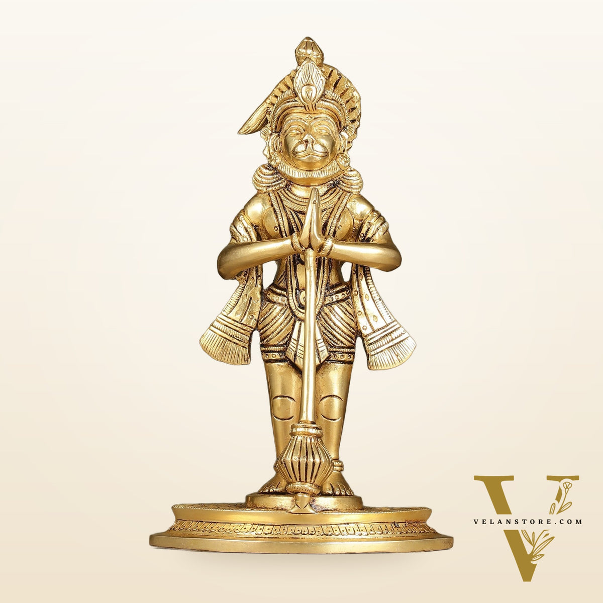 Divine Pure Brass standing Hanuman Idol | 9"