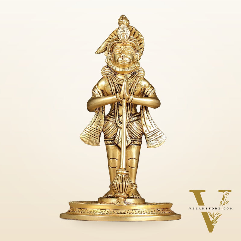 Divine Pure Brass standing Hanuman Idol | 9"