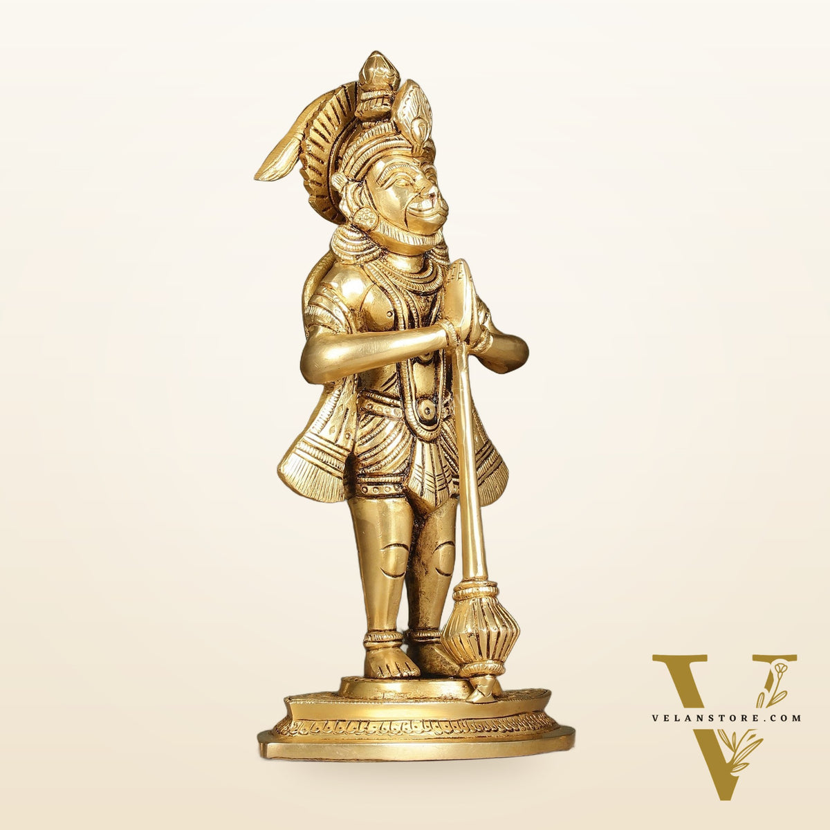 Divine Pure Brass standing Hanuman Idol | 9"
