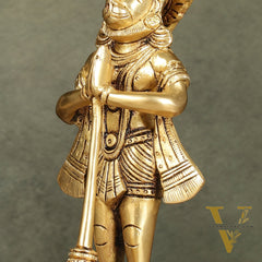 Divine Pure Brass standing Hanuman Idol | 9"