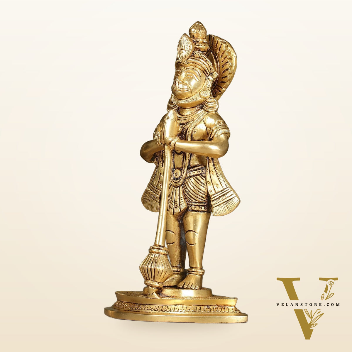 Divine Pure Brass standing Hanuman Idol | 9"