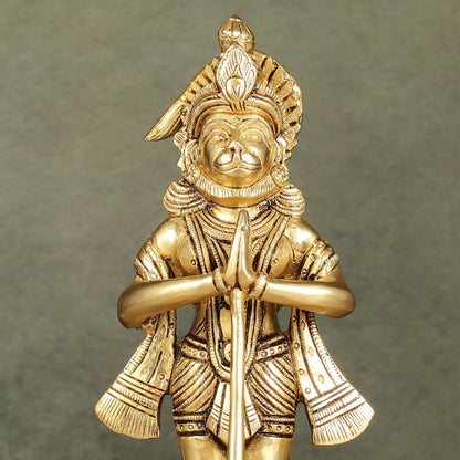 Divine Pure Brass standing Hanuman Idol | 9"