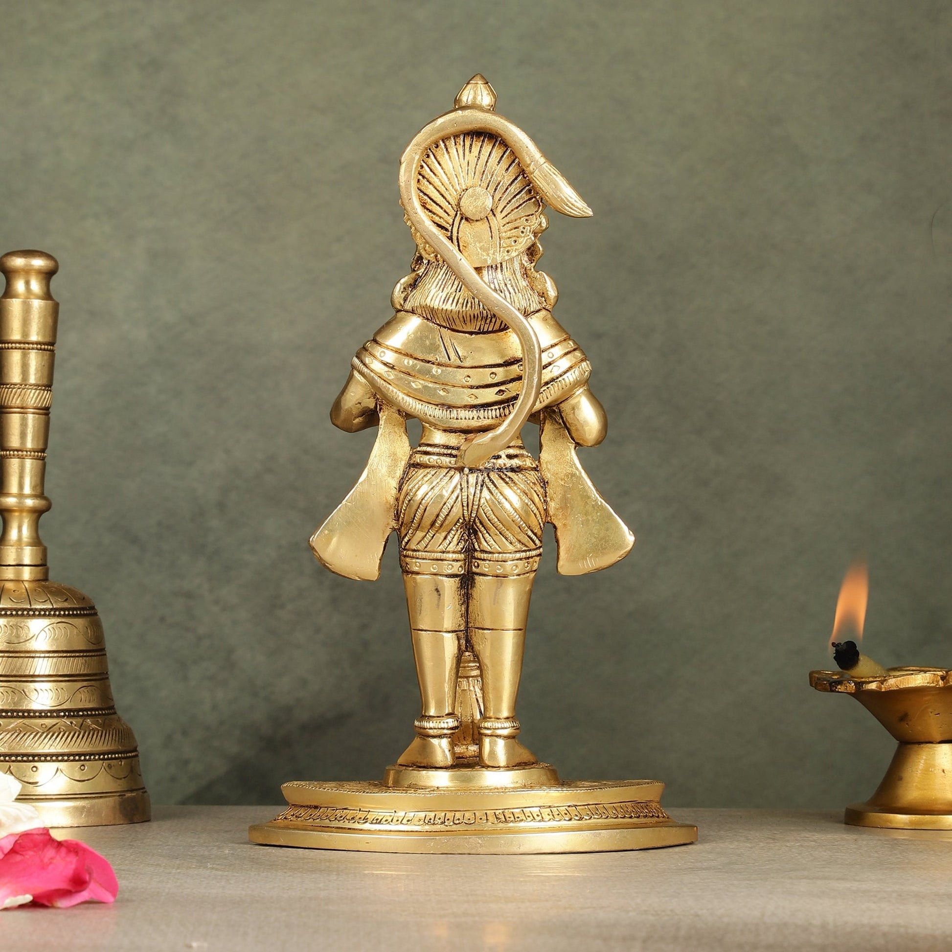 Divine Pure Brass standing Hanuman Idol | 9"