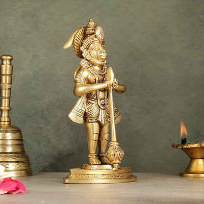 Divine Pure Brass standing Hanuman Idol | 9"