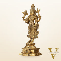 Divine Pure Brass Superfine Lord Vishnu Standing with Garuda Idol 9 inch