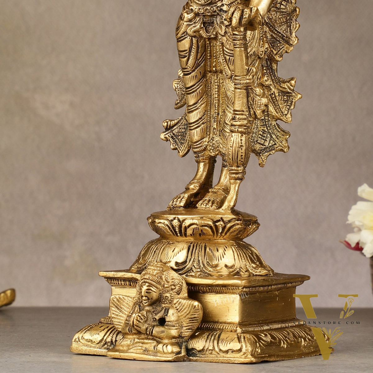 Divine Pure Brass Superfine Lord Vishnu Standing with Garuda Idol 9 inch