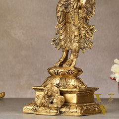 Divine Pure Brass Superfine Lord Vishnu Standing with Garuda Idol 9 inch