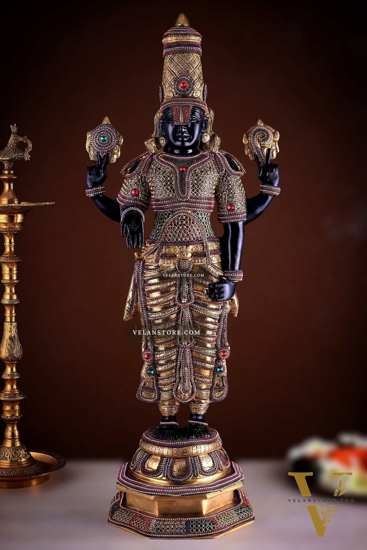 Divine Pure Brass Tirupati Balaji Idol 33" black edition