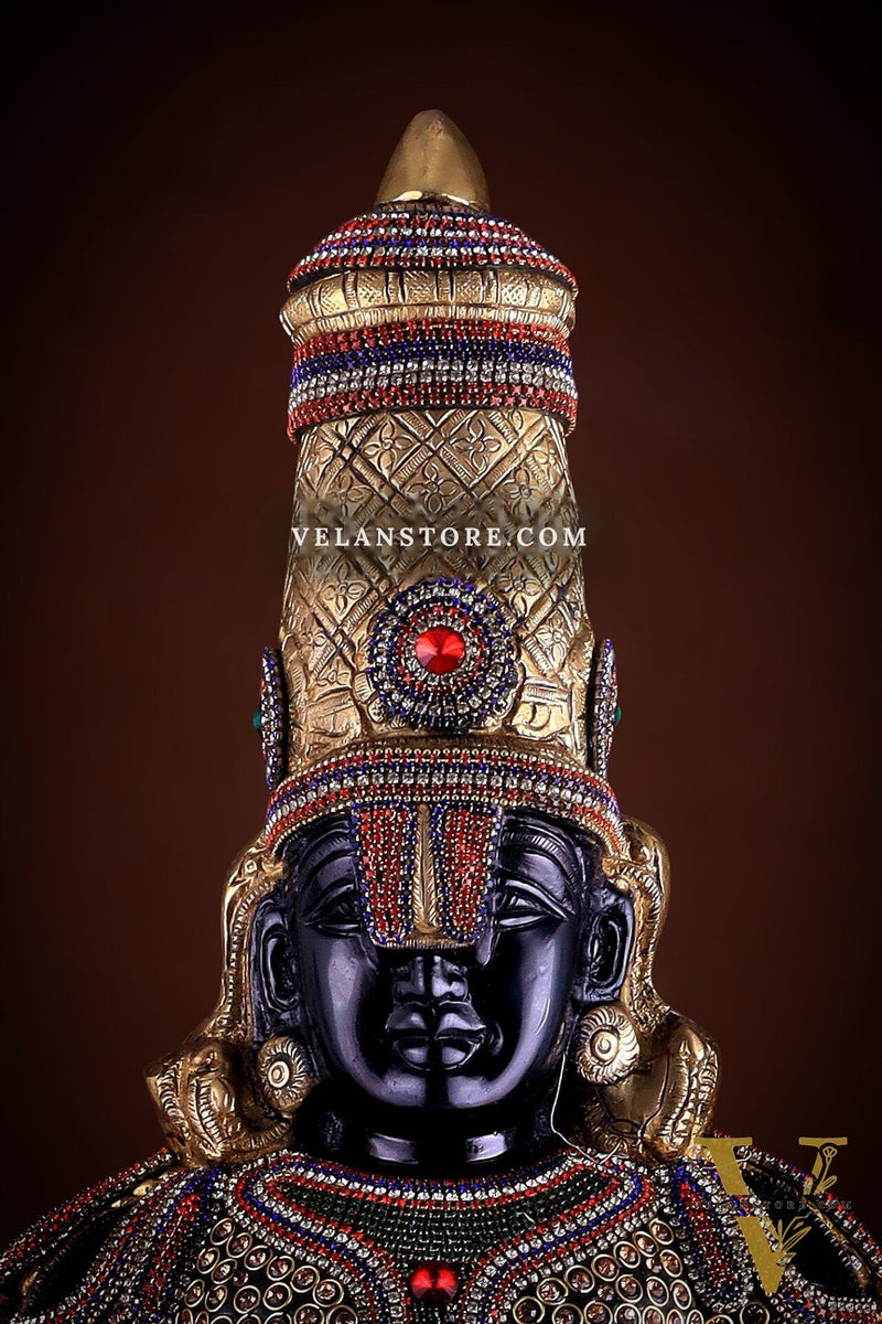 Divine Pure Brass Tirupati Balaji Idol 33" black edition